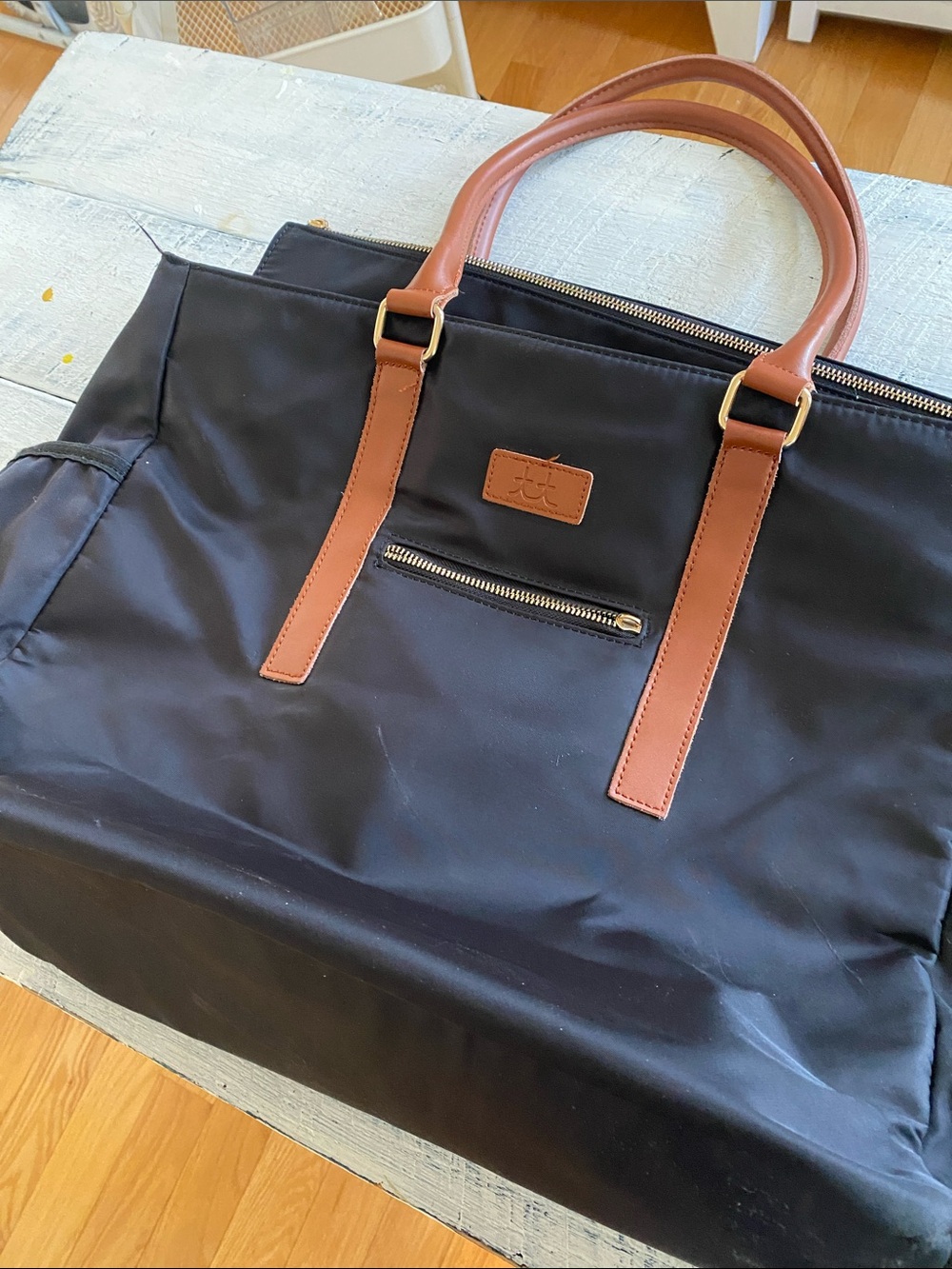 The Teacher Tote-Black w/ Leather Trim